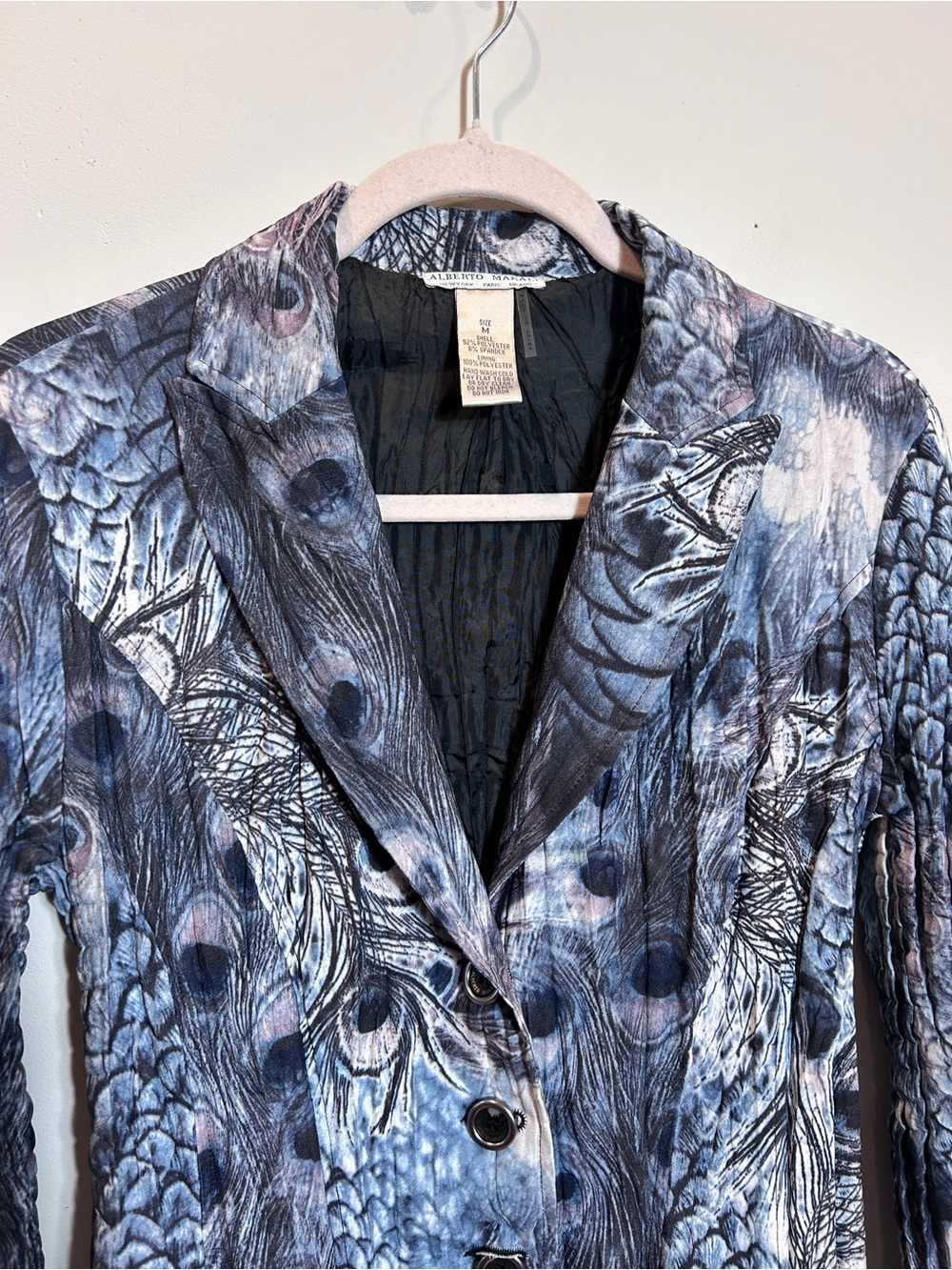 Alberto Makali Blue Printed Peacock-Feather Blazer - Picture 2 of 6